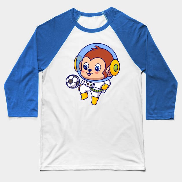 Soccer Monkey Astronaut Baseball T-Shirt by yellowline